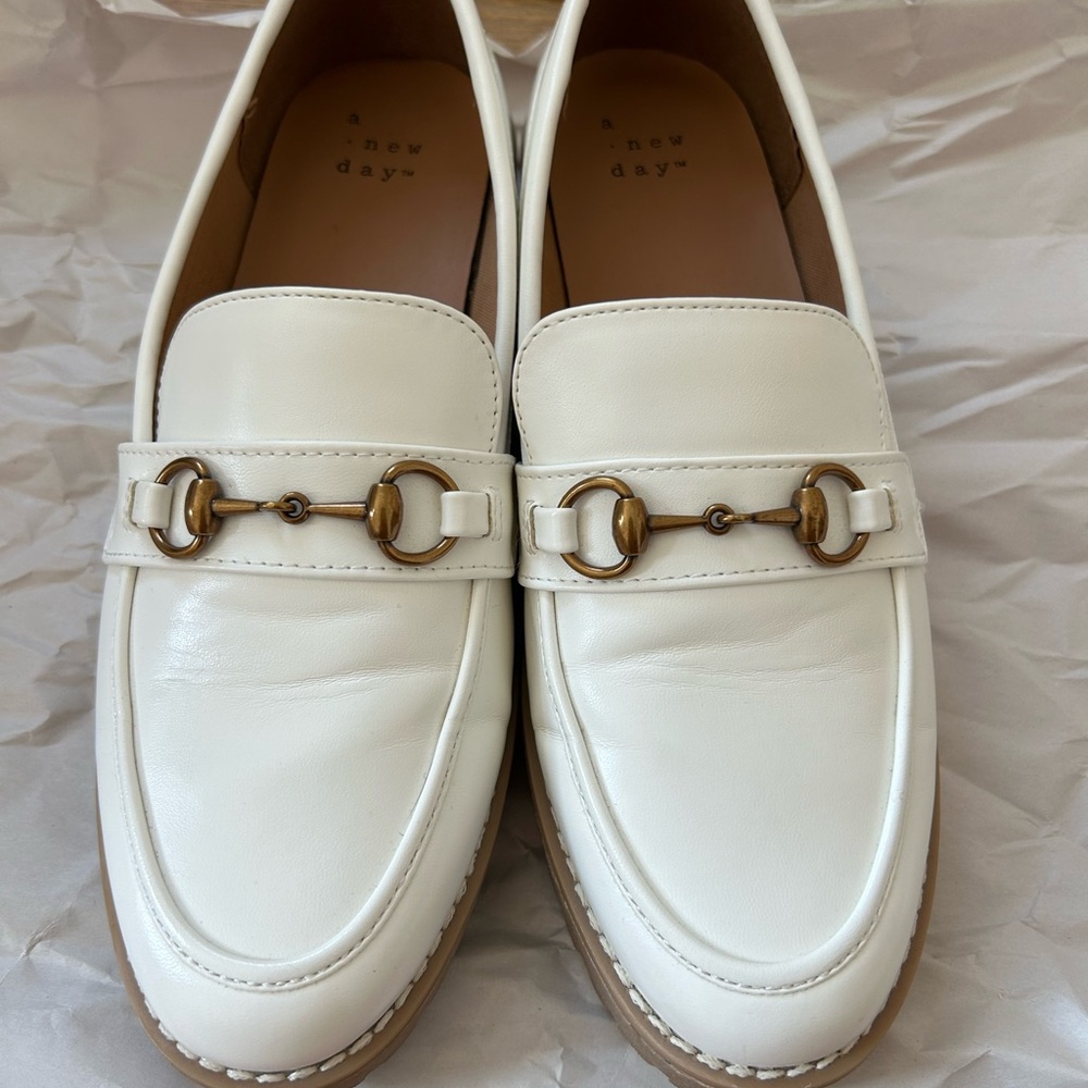 A New Day Cream Loafers with Gold Accent